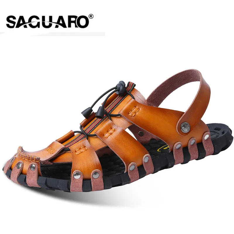

SAGUARO Men Sandals PU Leather Fashion Gladiator Summer Beach Slippers Slip On Flip Flops Men Shoe Zapatos Sandalias Hombre