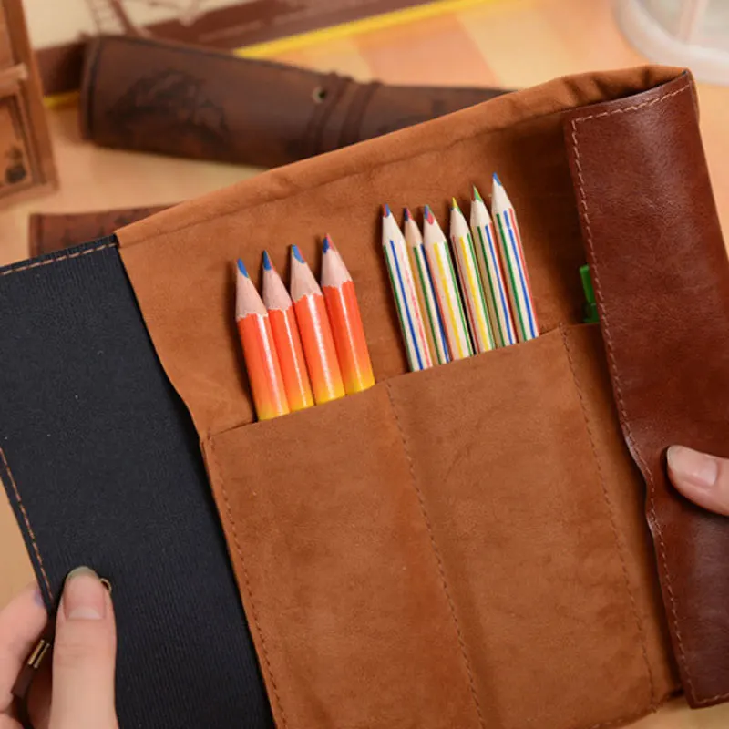 Vintage Retro Treasure Map Pencil Cases For Boy Girl School Stationery Supplies Roll Pencil Bag Pencilcase Make Up Cosmetic Bag pencil cases
