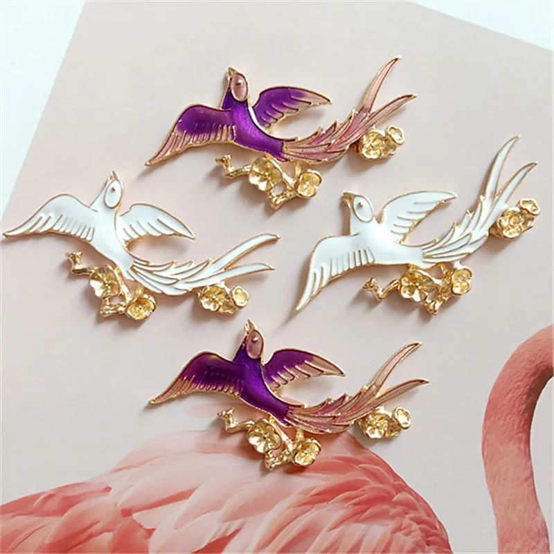 

SEA MEW 10 PCS 3.3cm*6.2cm Fashion Metal Alloy Drops Of Glaze Bird Connectors For Jewelry Making