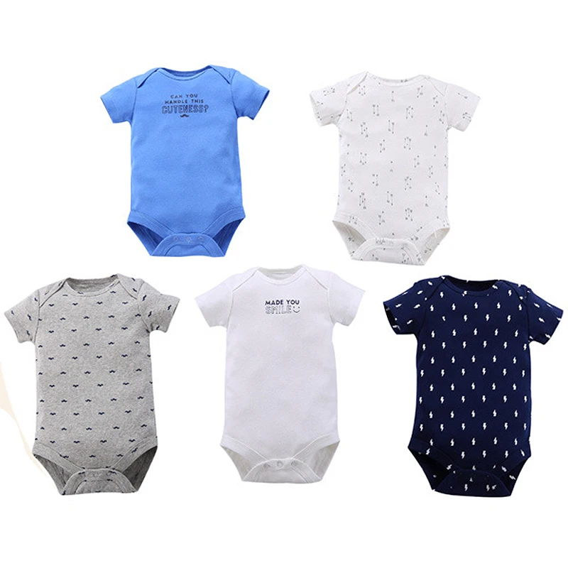 BABY BODYSUITS 5PCS 100%Cotton Infant Body Short Sleeve Clothing Jumpsuit Printed Baby Boy Girl Bodysuits Newborn Cl