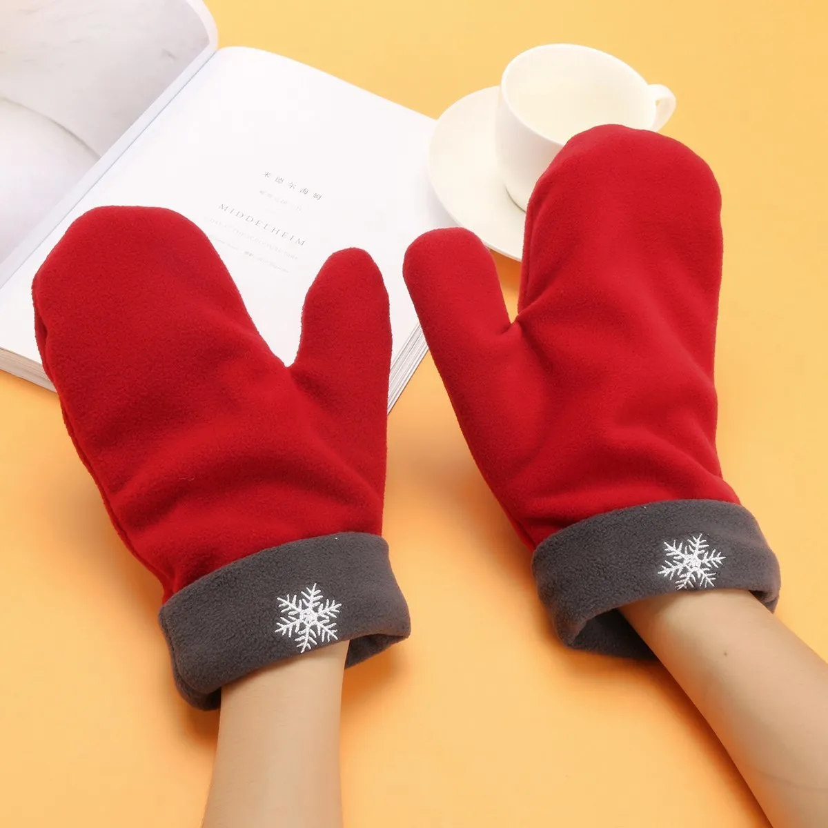 3pcs/set Couple Polar Fleece Gloves Winter Thicken