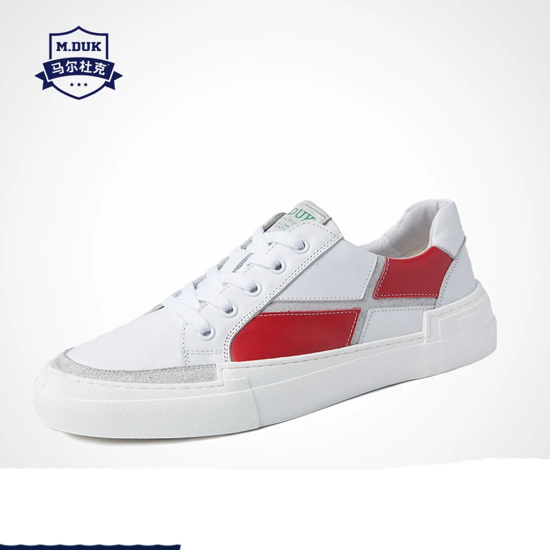 

White Korean Leisure Shoes Mens Genuine Leather White Board Shoes men designer sneakers British retro men shoes cowhide spring