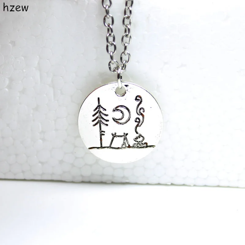hzewLovely Camping under a big bright moon camping pendant necklaces