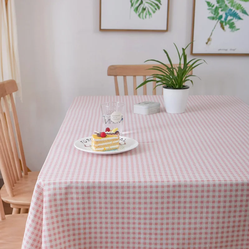 Пасторальная розовая клетчатая скатерть для дома и на каждый день, для гостиной, столовой, покрытие на стол, журнальный столик, стол, хлопок, linan, скатерть, Mantele