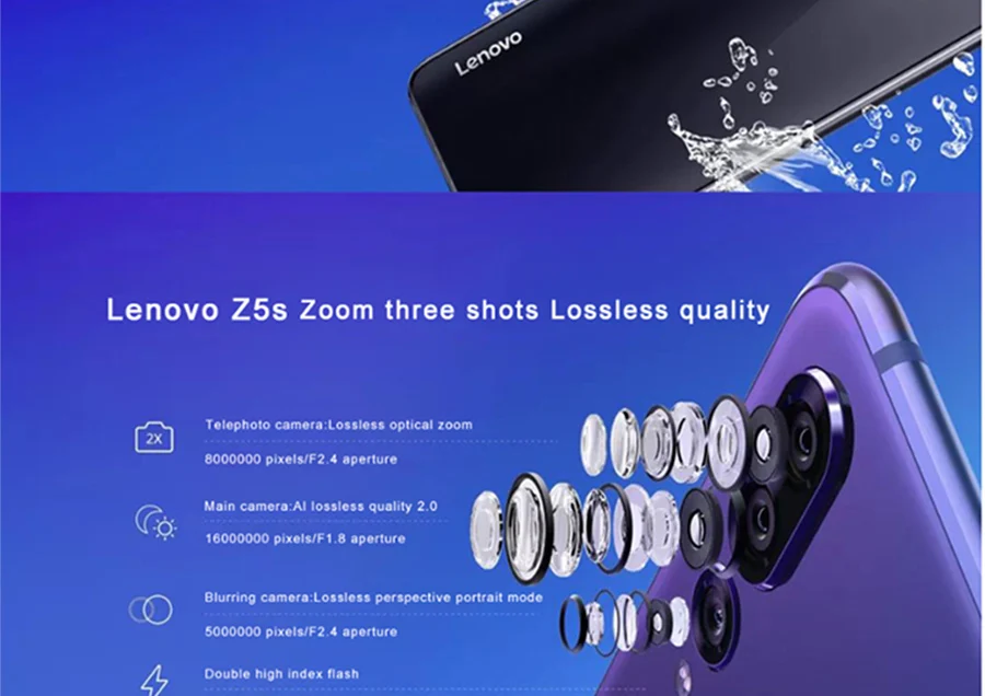 Смартфон lenovo Z5s L78071 6,3 ''Android P Face ID с Нотч экраном 4 Гб 64 Гб Восьмиядерный мобильный телефон Snapdragon 710 с отпечатком пальца