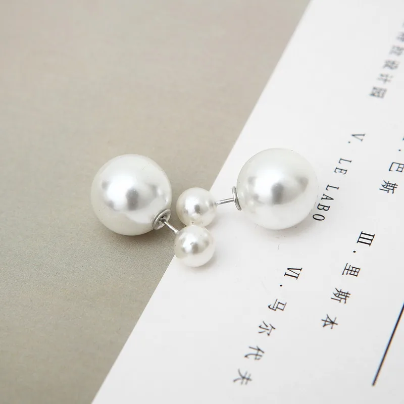 

Korean version of best selling earring classic double-sided ball Pearl Earrings jewelry wholesale stud earrings