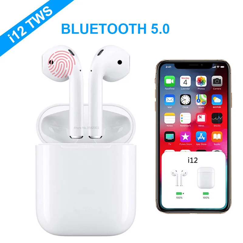 

2019 NEW i12 TWS Mini Bluetooth Wireless Earphones Touch control Earbuds With Charging Box Sport Headsets For Smart Mobile Phone