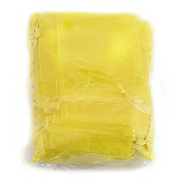 Случайные Смешанные цвета упаковки ювелирных изделий Organza Сумки Из Органзы 7x9 см, свадебные подарочные сумки и мешки, 50 шт./партия - Цвет: Lemon Yellow