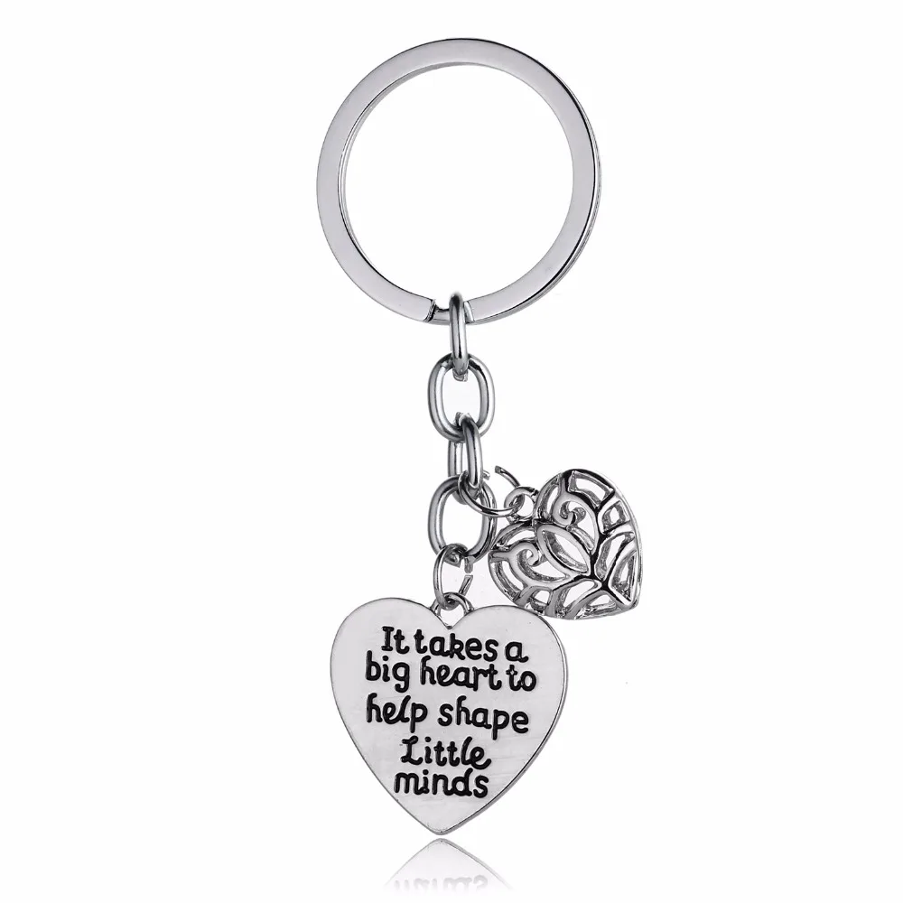 Engraved Words It Takes A Big Heart To Help Shape Little Minds Keyring Gifts For Teacher Jewelry Pendants Keychain | Украшения и