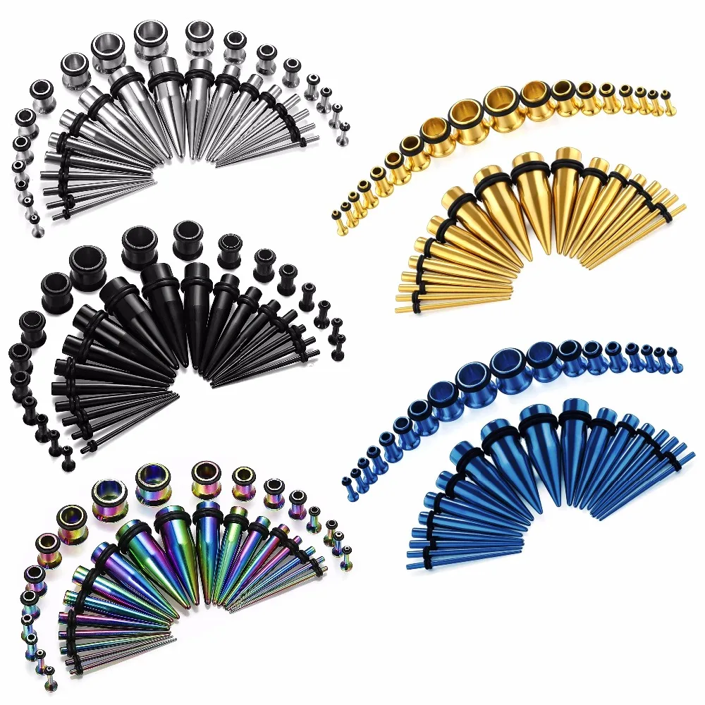 Ear Stretching Kit 14G 00G Plugs Tapers Stainless Steel 14G 00G Gauges
