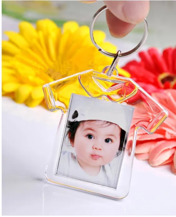 

24PCS Baby shower favor kids birthday party decoration souvenirs Clear acrylic mini photo frame keychain diy gift present