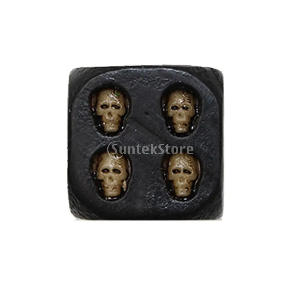 MagiDeal Dice with 3D Skull Death Black Skull Dice D6 Novelty Black Resin Skull Dice (6pcs)