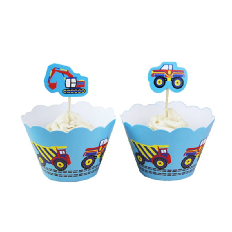 

New 12 rim +12 placard truck cover Wrapperr Cake border Birthday Party Supplies Kids Baby Shower Cake Decoration Supplies