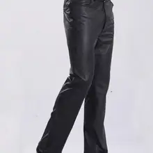 28-45 Горячие весенние мужские новые модные толстые плюс бархатные прямые брюки локомотив свободные пу кожаные брюки