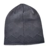 Plaid stripe bonnet Men's warm hat Double-layer gorro plus velvet knitted wool cap winter hats for men beanies hip hop caps ► Photo 3/6