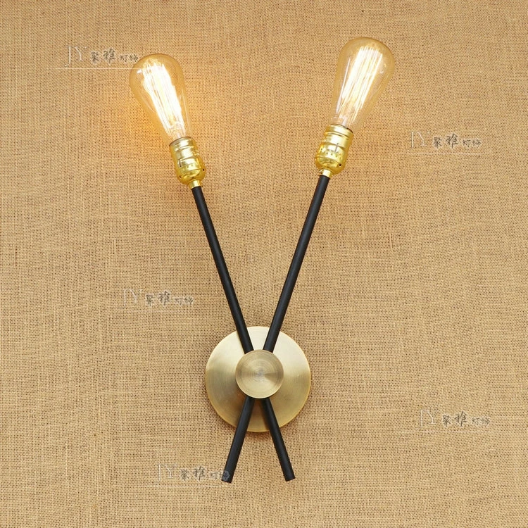 

Industrial wind retro wall lights Loft creative bedroom wrought iron double headed adjustable lighting wall lamp GY267
