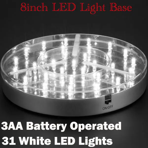 31 белый светодиодный s модель дизайн уличный светодиодный светильник Уличные светильники 8 дюймов диаметр, батарея 3aa Под вазой светодиодный светильник база