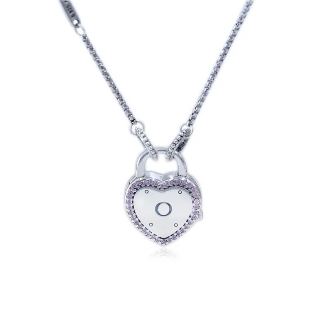 925 Sterling Silver Pandora Necklace Love Heart Lock Your Promise With