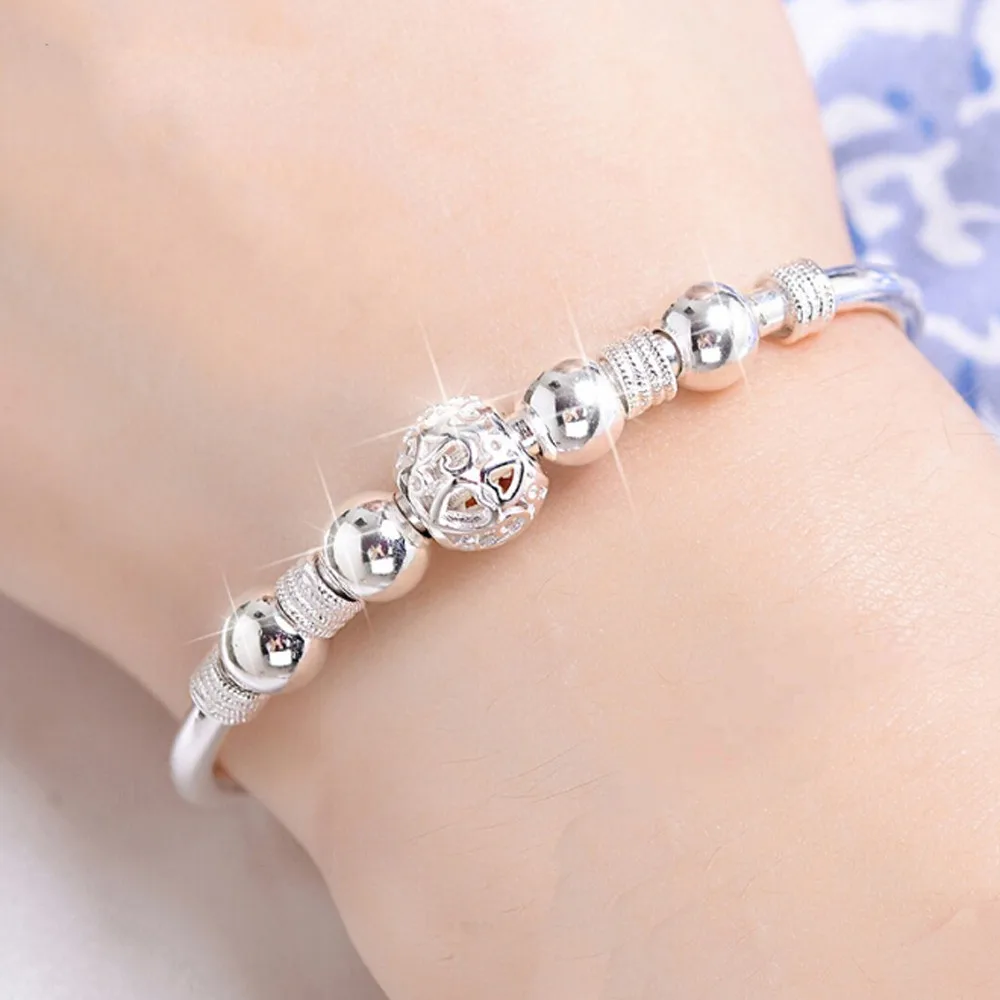 

New Design 2018 Silver-plated Wome Exquisite Ball Cuff Bracelets Jewelry Wedding Bracelet Bangles Gift Women Bijoux Accessory