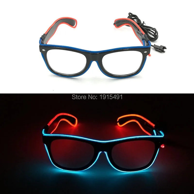 

10 Style Select 2 Color Mixed Thanksgiving Male El Blinking Eyewear Novelty Lighting Fashionable LED Neon Glasses for Cosplay