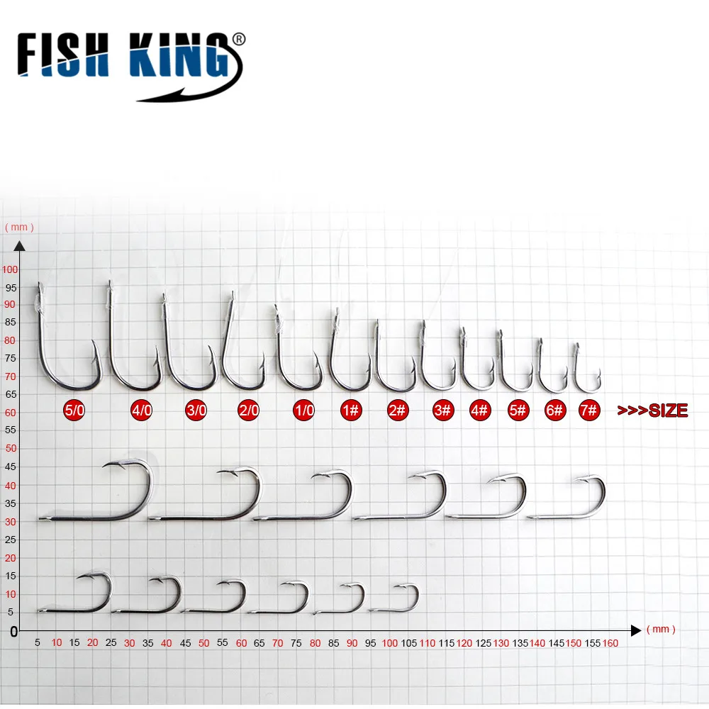 FISH KING рыболовный крючок из высокоуглеродистой стали 20 шт./лот Размер 5/0 # 7 длина