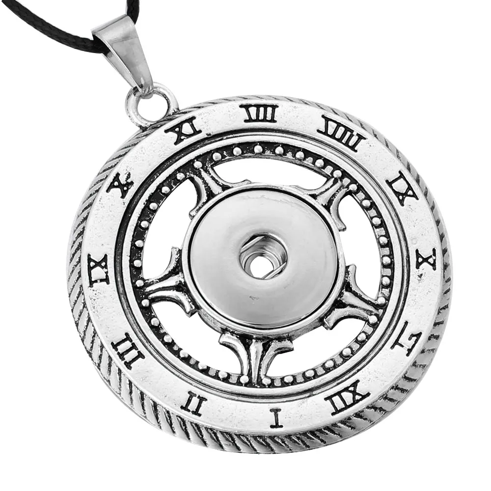 

New Snap Button Necklace with Chain Roman Numerals Clock Snap Pendant Necklace fit Metal 18mm 20mm Snap Button Jewelry
