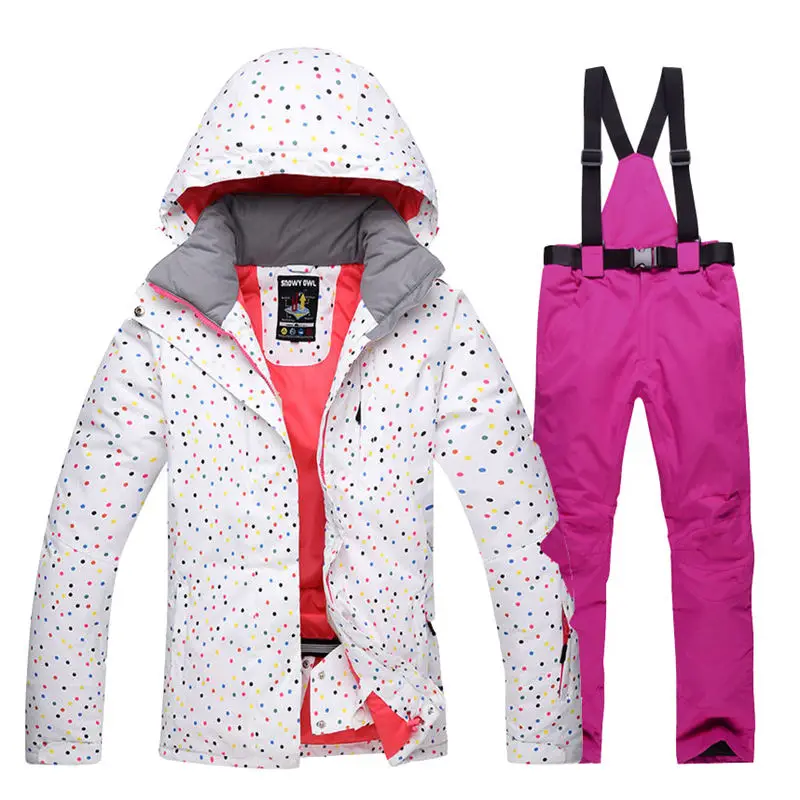 الأبيض نقطة الثلوج المرأة الستر على الجليد الملابس الشتوية للماء رشاقته ازياء في الهواء الطلق بدلة تزلج مجموعات سترة + المرايل السراويل الأبيض نقطة الثلوج المرأة الستر على الجليد الملابس الشتوية للماء رشاقته ازياء في الهواء الطلق بدلة تزلج مجموعات سترة + المرايل السراويل