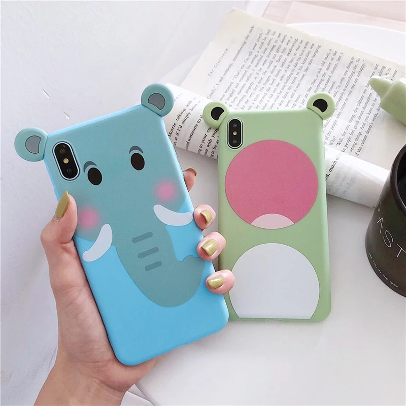 

PEIPENG 3D Cute Cartoon Animal Phone Case For iphone 6 6S 7 8 Plus Cat Back Cover for iphone X XS MAX XR Soft Silicone Coque