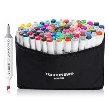

TOUCHNEW 80 Color Set Marker Pen Twin Tips Sketch Alcohol-based Art Markers Common Design White Body + Carry Bag