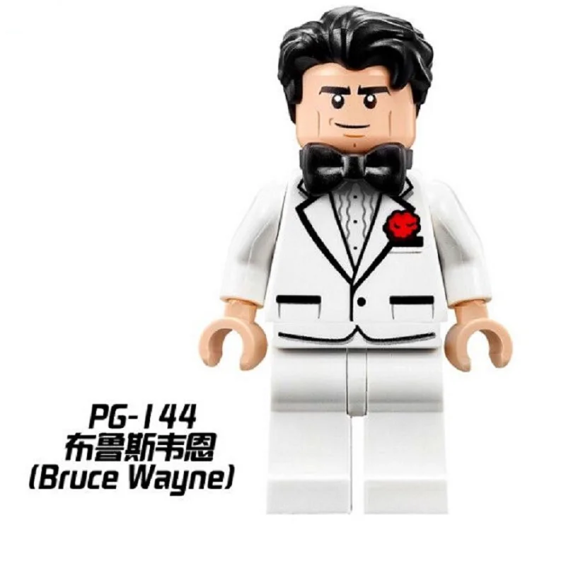 

50Pcs Super Heroes Bruce Wayne White Tuxedo Batman Arkham Asylum Robin Two Face Building Blocks Bricks Toys for children PG144