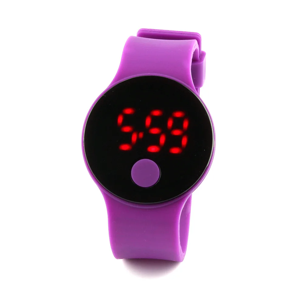 Горячие мультфильм светодиодные часы Мода цифровой для женщин Повседневное спортивные наручные часы желе цвет touch электронные часы - Цвет: Фиолетовый