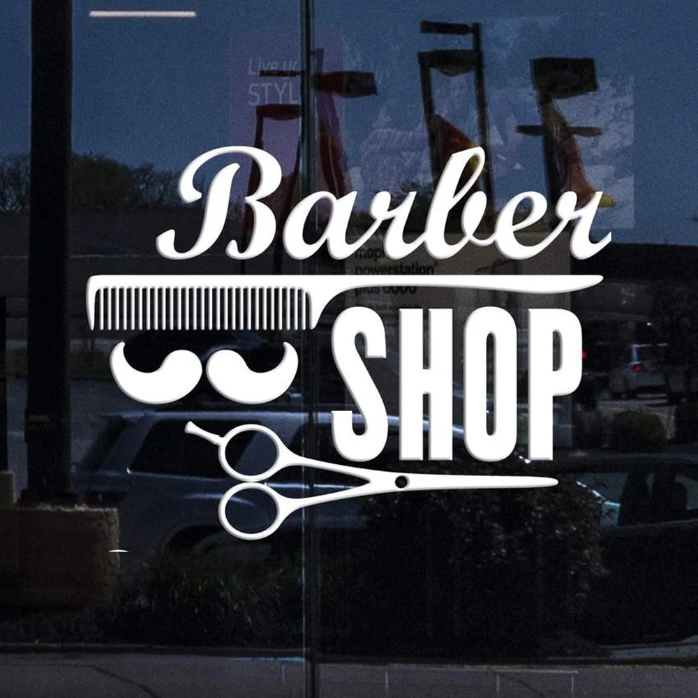 Barber shop window sign simple barber shop decal Barber Shop Sign 