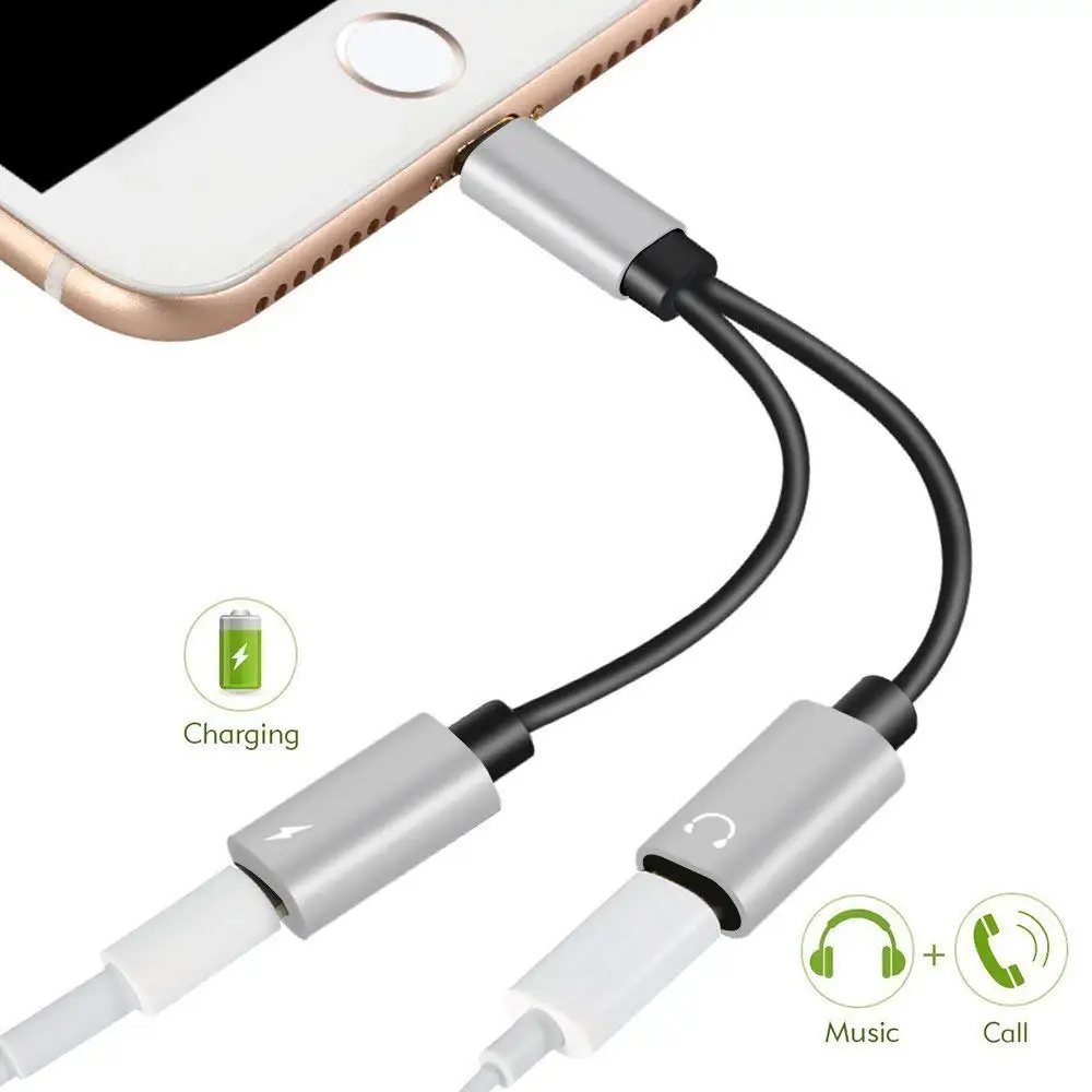 

Dual 8 pin ports Headphone Jack Adapter Audio Charge Adaptor charger Cable 2 in 1 Charging For iPhone Xs XR MAX 7 8 Plus iOS11