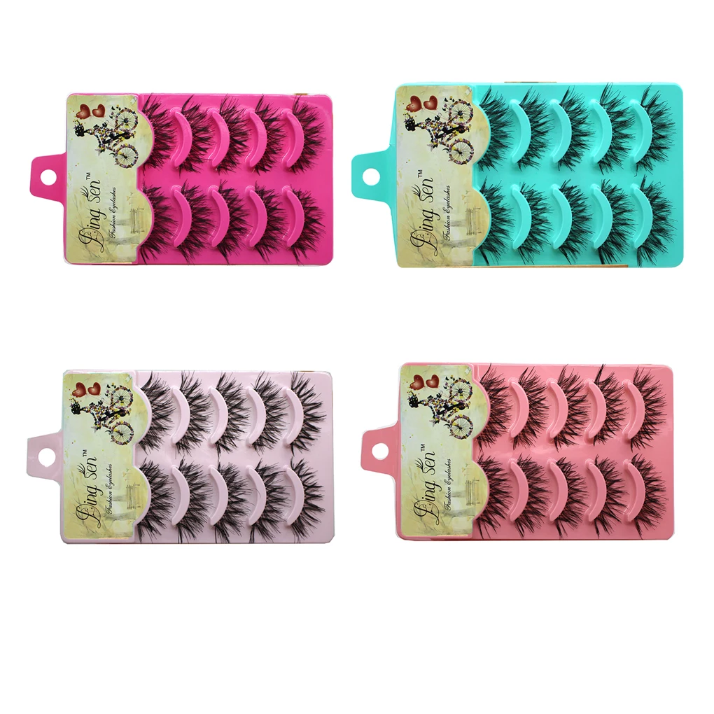 

BGVfive5 Pairs Natural Soft Eye Lashes Makeup Handmade Messy Thick Fake False Eyelashes