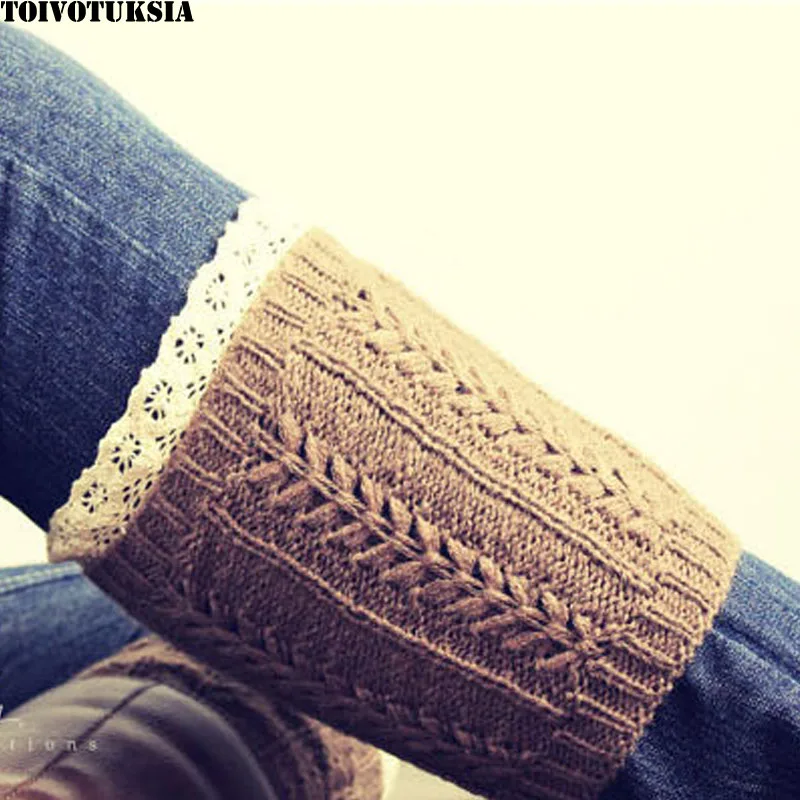 

5008 Knit Boot Cuff Socks for Ladies with Frill Lace and Crotchet Design for Women Knit Boot Cuffs