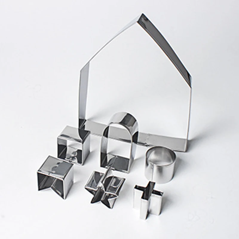 Инструменты для выпечки 3D стерео нержавеющая сталь Форма для бисквитов Рождественский Пряничный дом 10 шт. набор