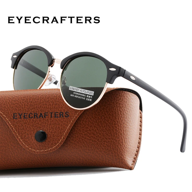 Luxury Polarized Round Sunglasses Mens Womens Club Driving Mirrored Semi Rimless G15 Lens Eyewear Gafas De Sol | Аксессуары для