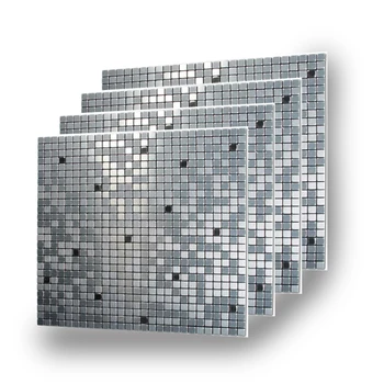

Wallpaper 4 Sheet Alloy Nordic Brush Silver Wall Decorations LivingRoom Fireproof Peel and Stick Tile for Kitchen Backsplash 12"