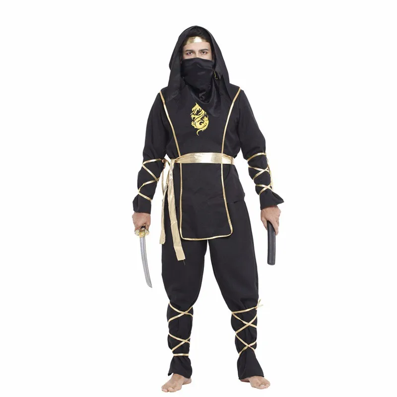 Взрослого человека боевые искусства Хоккайдо самурайский костюм для косплея «Ниндзя» Одежда для вечеринки, посвященной хеллоуину аксессуары поставки униформы - Цвет: Черный