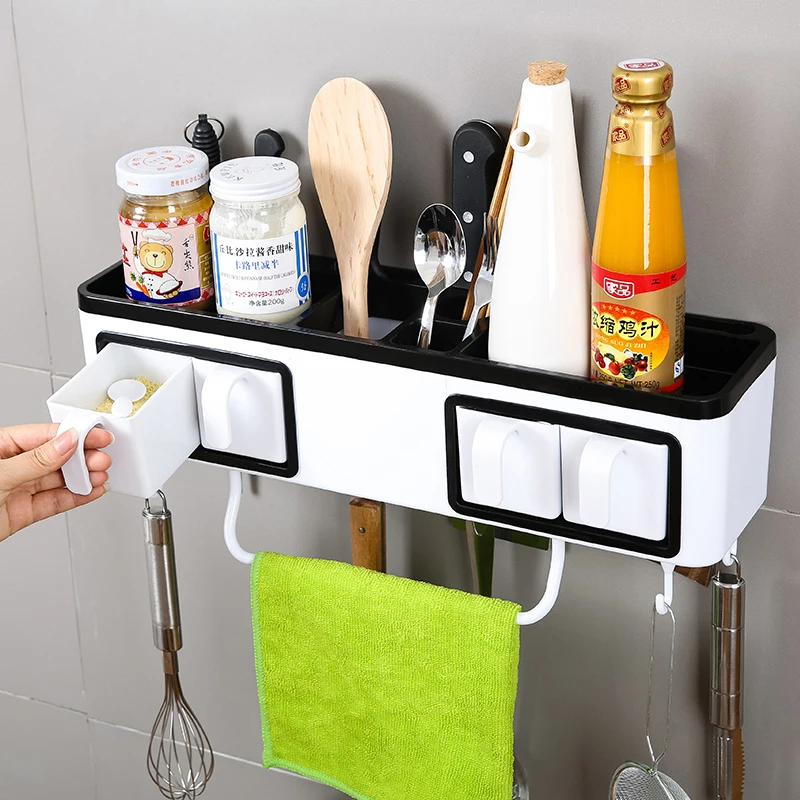  A1 Non-perforated kitchen wall rack kitchen utensils seasoning bottle cutter shelf LU5163 - 32909112033