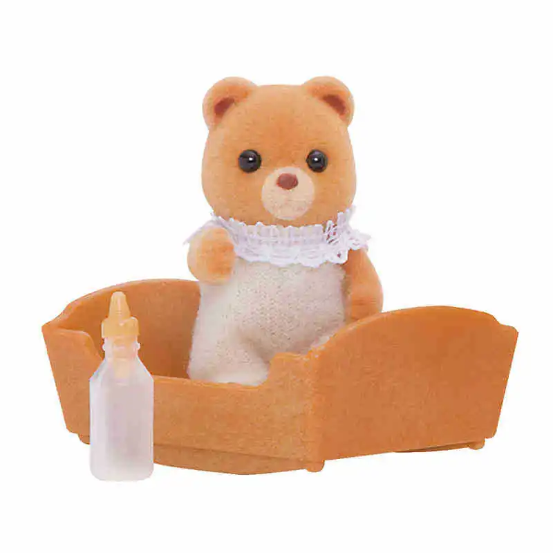 Sylvanian Families коричневый медведь ребенок w/бутылка кукольный домик животное пушистые игрушки Фигурки девушка подарок 34128