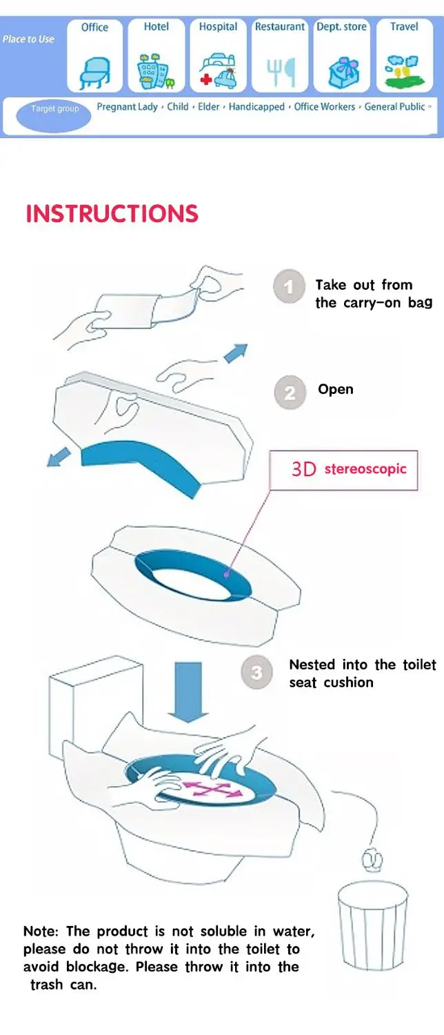ПЭ каверы для ободка унитаза путешествие отель аэропорт подушка для унитаза бумага туалетная ободок для унитаза товары для путешествий