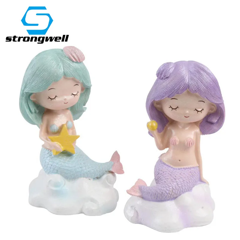 

Strongwell Cute Mermaid Doll Resin Crafts Ornaments Decoration Model Accessories Figurines Home Car Decor Birthday Gift Kids Toy