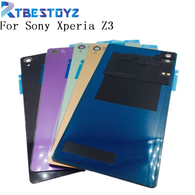 

RTBESTOYZ NFC Rear glass Back Cover Battery Door Housing With Logo And Double Sticker Case For Sony Xperia Z3 With NFC