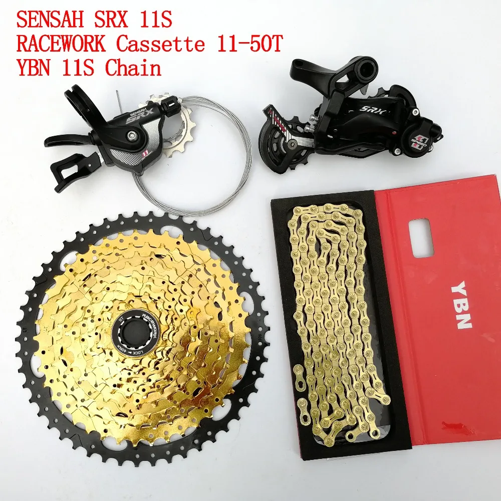 

RACEWORK SRX 11 Speed MTB Derailleurs Groupset Racework 11-50T Cassette YBN Chain 4 Piece Set For SRAM Shimano XT