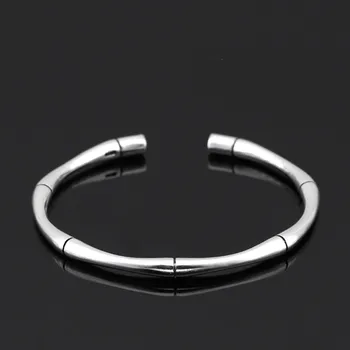 XIYANIKE New Arrival 925 Sterling Sliver High Quality Sliver Color Multi Segment Bamboo Open Adjustable Bracelets Bangle Women