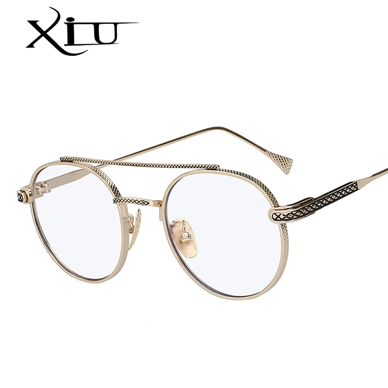 

XIU Twin Beams Round Sunglasses Men Women Steampunk Brand Designer Sunglasses Vintage Retro Mirror Lens Eyeglasses UV400