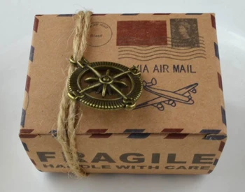 

6.5*3.5*4.5cm Vintage Inspired Airmail Favor Box Kraft Favor Box Wedding Favor Candy Boxes Gift Box 100piece\lot Free shipping