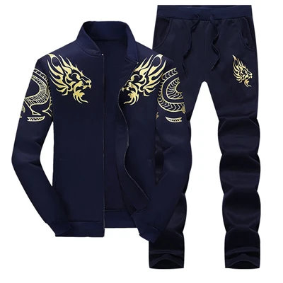 Весенний dimusi осенние мужские спортивные костюмы мужская верхняя одежда Cпортивные костюмы толстовки 2 шт. куртка+ брюки мужской спортивный костюм толстовки, TA322 - Цвет: Dark Blue