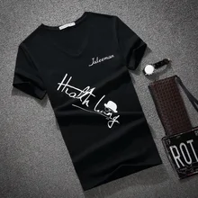 Мужская футболка с v-образным вырезом, лето, модная футболка с буквенным принтом и коротким рукавом, Мужская облегающая футболка s, футболки, размер S-5XL